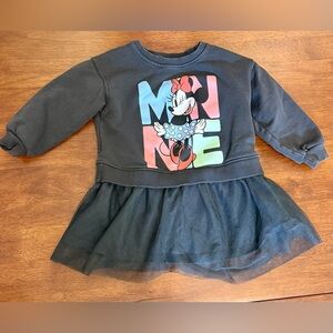 Zara Minnie Mouse Black Tulle Sweatshirt Dress Size 3 Years